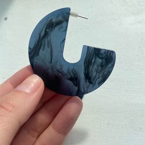 Free People Resin Blue/Black Hoop Earrings